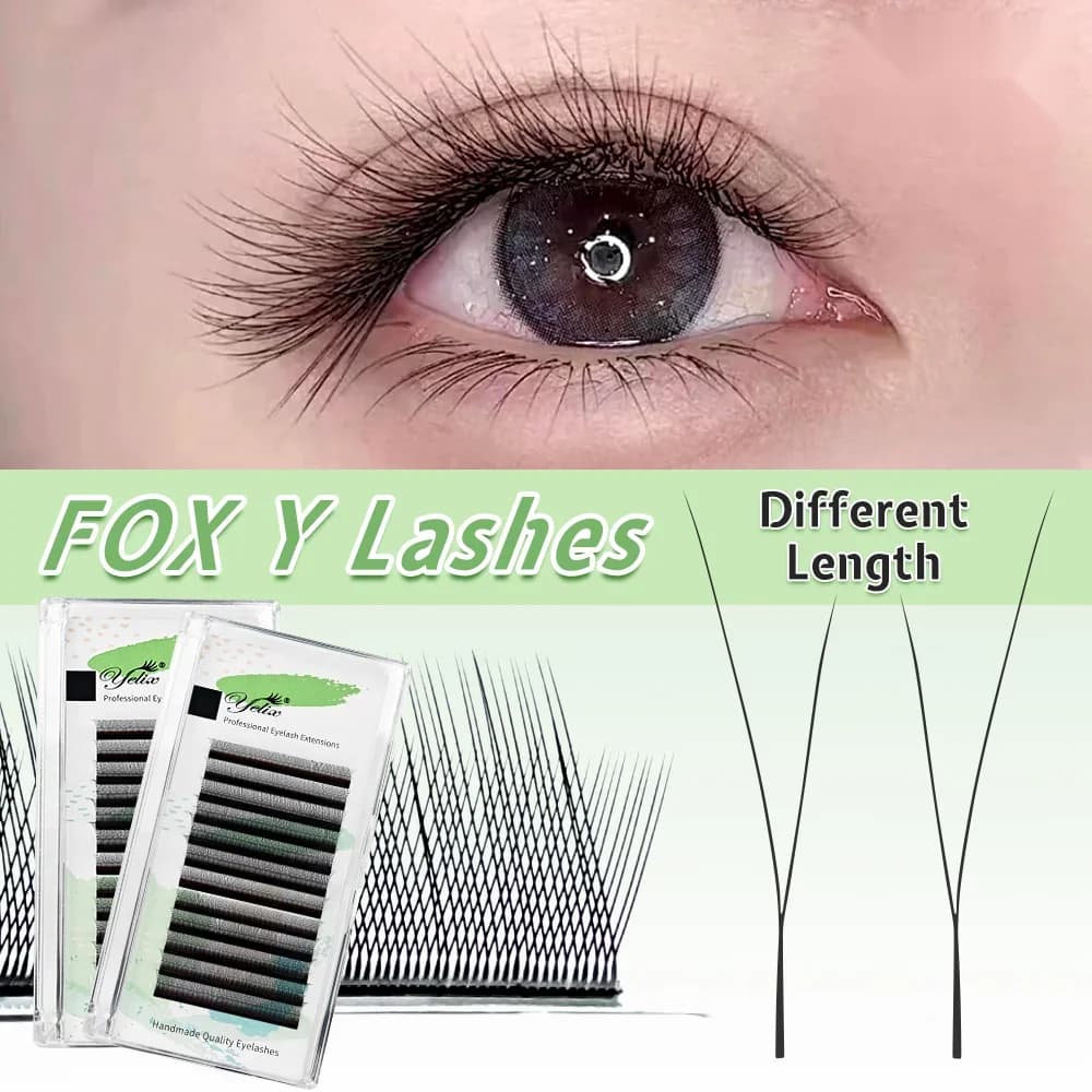 Fox Y Shape B/C Curl Готови Вентилаторни Мигли Mix 8-13mm