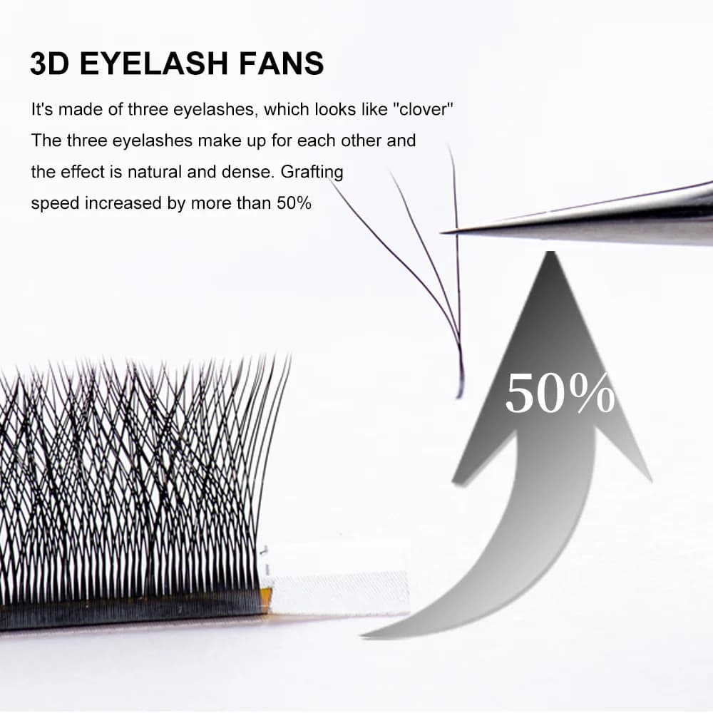W-образни 3D предварително подготвени веерни мигли за разширяване