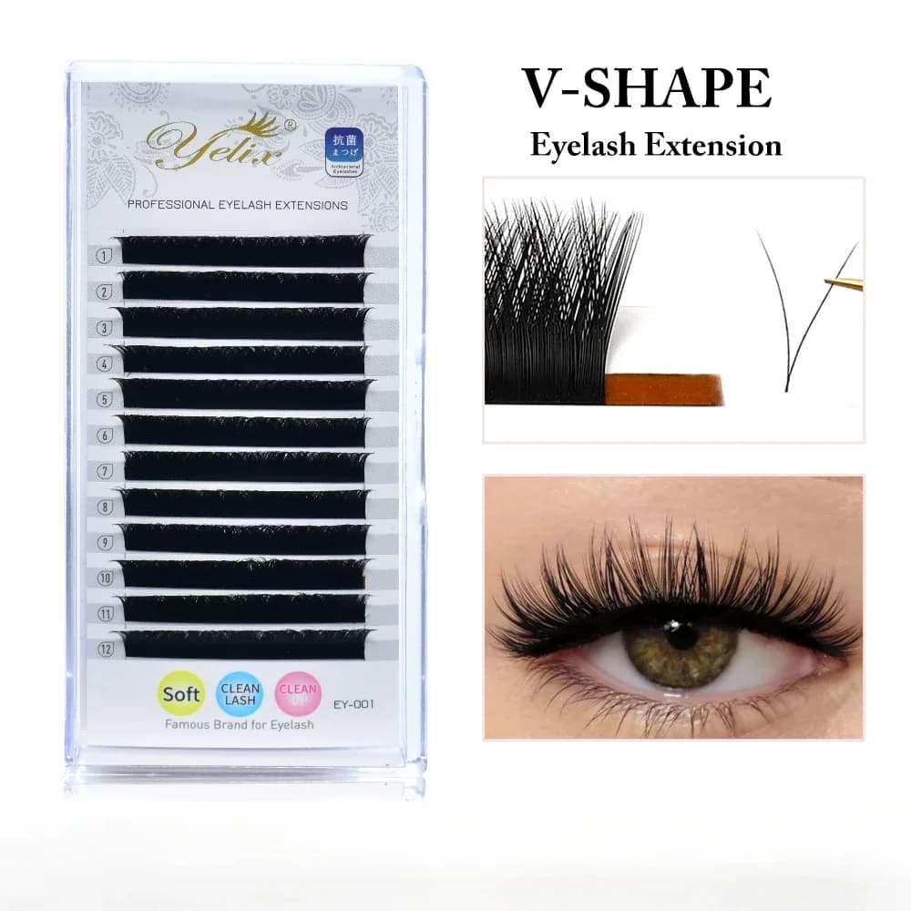 V-образни автоматични разцъфващи обемни мигли Смес 8-15мм